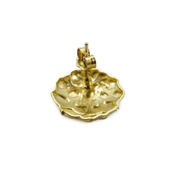 13mm Brass 14K Solid Nugget Cookie Earring Earrings Bling Stud Type Fashion - Picture 5 of 5